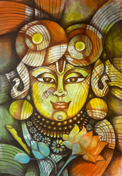 SRINATHJI (ART-8691-117176) - Handpainted Art Painting - 24in X 36in