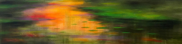 Sunrise Reflections (ART-3512-117192) - Handpainted Art Painting - 56in X 14in