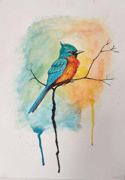 Bird (ART-17294-113785) - Handpainted Art Painting - 12in X 17in