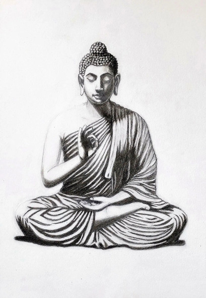 Buddha (ART-17294-113787) - Handpainted Art Painting - 12in X 17in