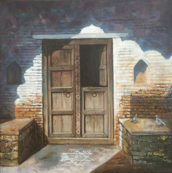 The Doorway Of Tradition (ART-1192-117277) - Handpainted Art Painting - 30in X 30in