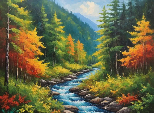 Buy Nature's Forest Peace View Scenery Landscape Painting