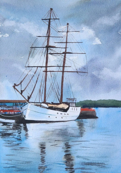 Bon Voyage (ART-17881-117240) - Handpainted Art Painting - 9in X 13in
