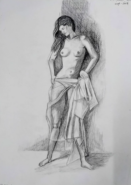 Figure Study 2 (ART-8790-117384) - Handpainted Art Painting - 11in X 16in