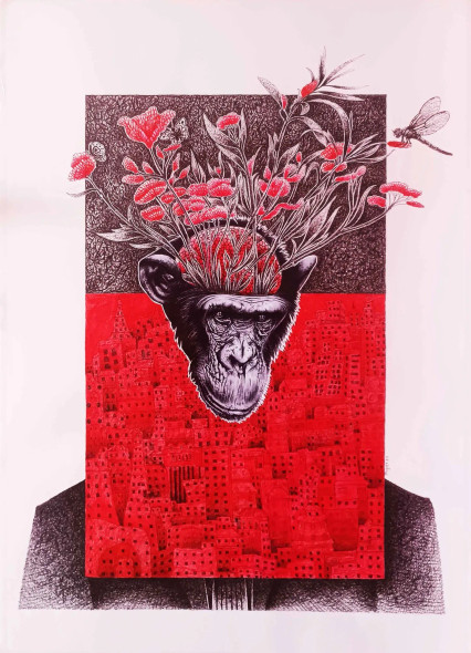 Save Me Please (ART-17595-117255) - Handpainted Art Painting - 36in X 48in