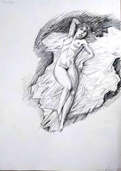 Figure Study 4 (ART-8790-117386) - Handpainted Art Painting - 11in X 16in