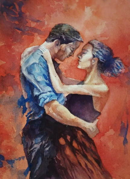 Party Dance (ART-15604-117302) - Handpainted Art Painting - 11in X 15in