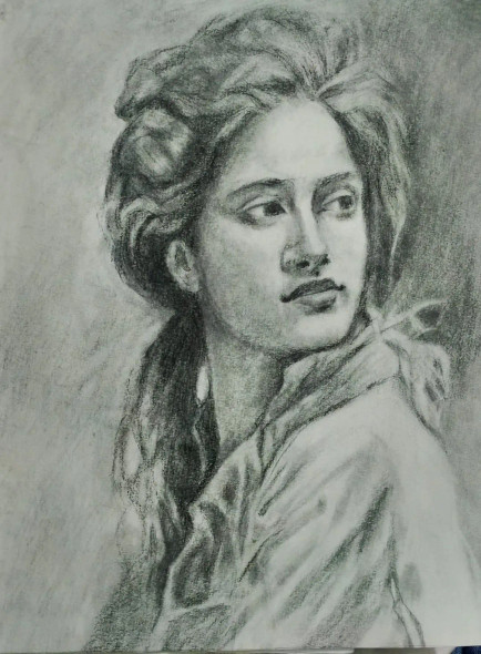 Beautiful Woman (ART-15604-117375) - Handpainted Art Painting - 9in X 12in