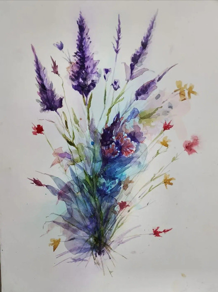 Flowers (ART-15604-117373) - Handpainted Art Painting - 9in X 12in