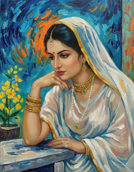 A Palette Of Emotion Golden Adornment (PRT-15697-117410) - Canvas Art Print - 33in X 42in