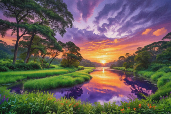 Violet Reflections (PRT-15697-117427) - Canvas Art Print - 36in X 24in