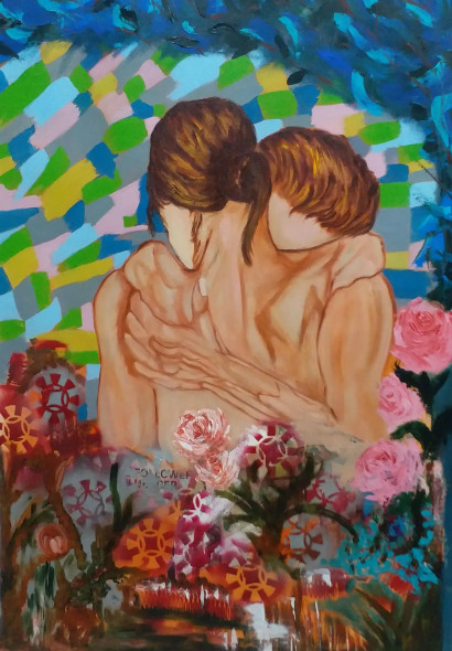 Lingering Embrace: Follower In Bloom (ART-17719-117502) - Handpainted Art Painting - 24in X 36in