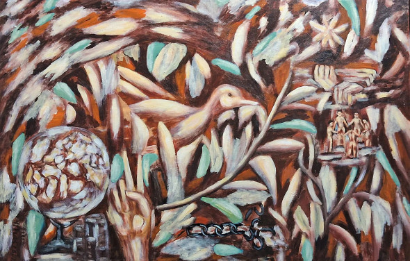 Web Of Life (ART-8924-117484) - Handpainted Art Painting - 36in X 24in