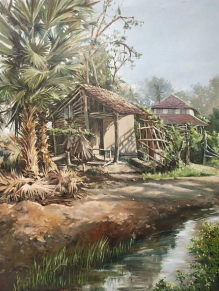 Village (ART-7901-117537) - Handpainted Art Painting - 30in X 40in