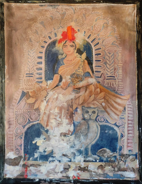 Old Photofream (ART-7901-117551) - Handpainted Art Painting - 12in X 16in