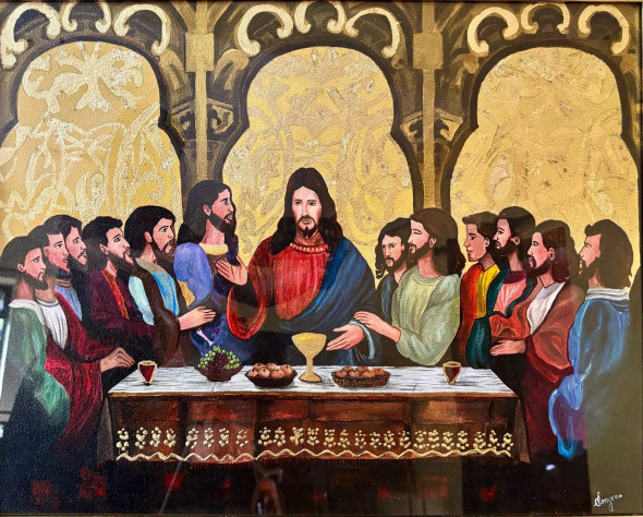 The Last Supper Of Jesus Christ (ART-17931-117461) - Handpainted Art Painting - 26in X 18in