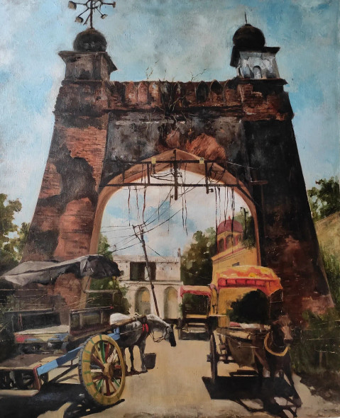Gate (ART-7901-117540) - Handpainted Art Painting - 30in X 36in