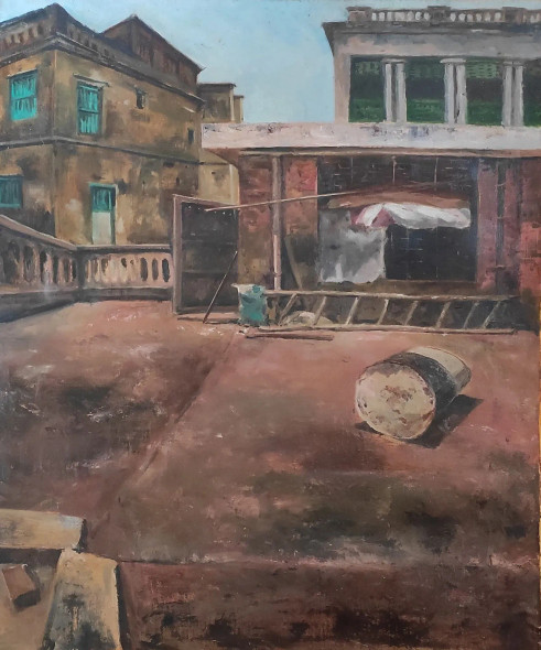 Roof (ART-7901-117549) - Handpainted Art Painting - 20in X 24in