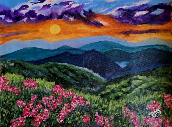 VALLEYS IN BLOOM (ART-15920-117516) - Handpainted Art Painting - 16in X 12in