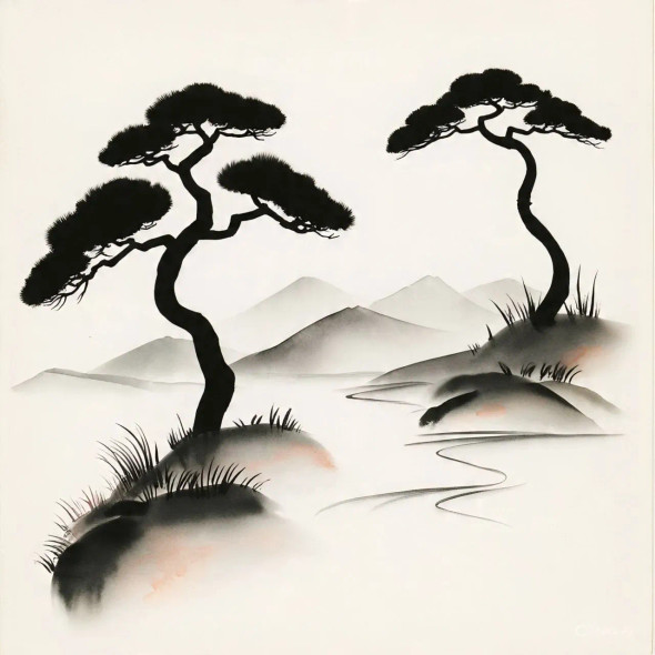 Mandarin Painting (PRT-16612-117570) - Canvas Art Print - 24in X 24in