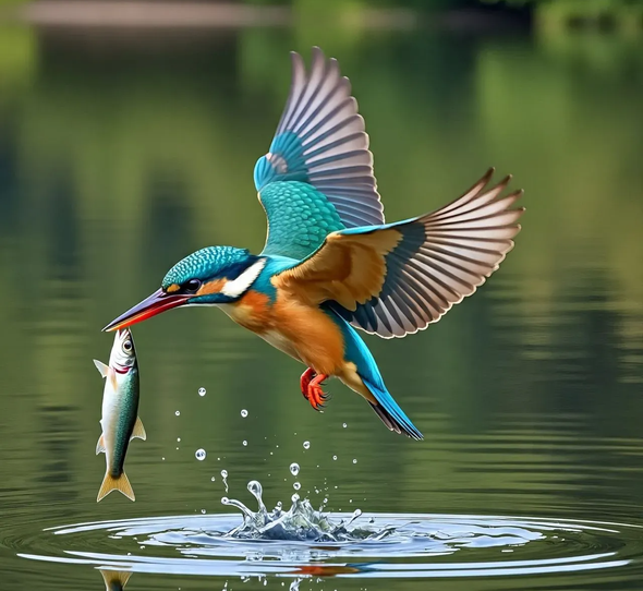 Kingfisher Painting (PRT-16612-117569) - Canvas Art Print - 24in X 24in