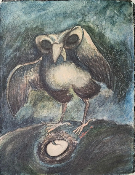 The Egg (ART-8812-117585) - Handpainted Art Painting - 11in X 15in