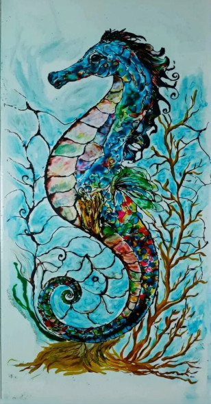 Seahorse (ART-17941-117577) - Handpainted Art Painting - 21in X 24in