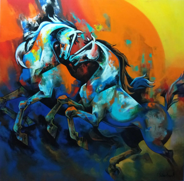 HORSE SERIES  'SPIRIT' (ART-6663-117614) - Handpainted Art Painting - 36in X 36in