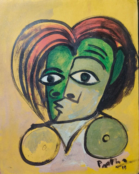 Green Life (ART-8812-117622) - Handpainted Art Painting - 9in X 11in