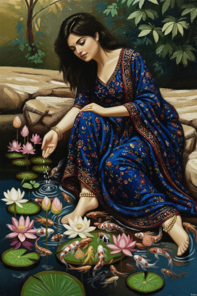Serenity In Blooming Waters (PRT-15697-117625) - Canvas Art Print - 24in X 36in