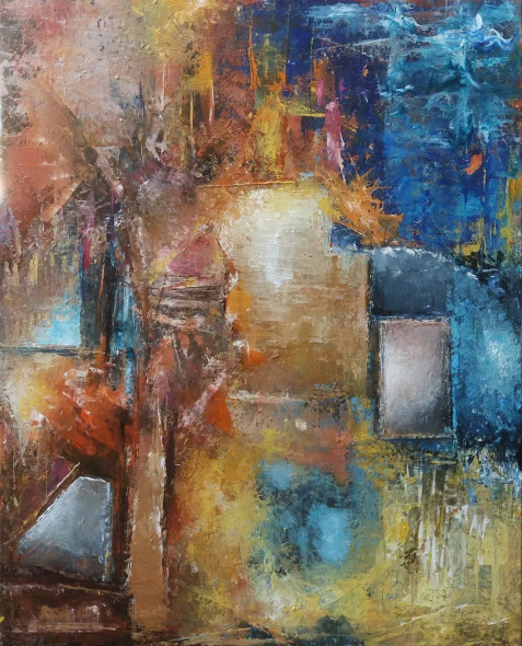 Friday - 'Red|orange|yellow|green|blue Red|orange|yellow|green|blue''abstract''painting' (ART-1626-117729) - Handpainted Art Painting - 24in X 30in
