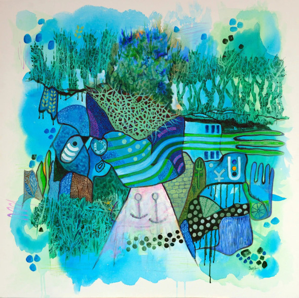 Tides Of The Inner” Abstract (A3) (ART-15639-117747) - Handpainted Art Painting - 36in X 36in