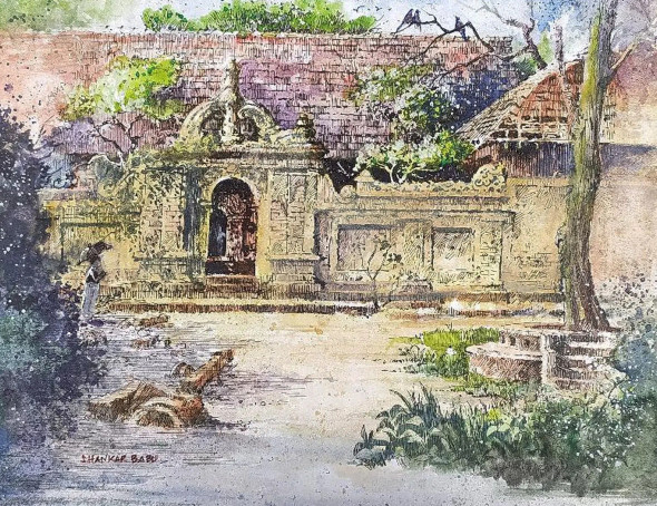 OLD CASTLE ENTRANCE (ART-662-117800) - Handpainted Art Painting - 13in X 10in