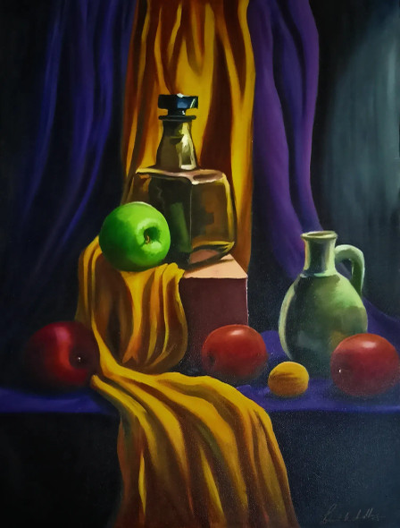 Velvet Silence (ART-17843-117797) - Handpainted Art Painting - 18in X 24in