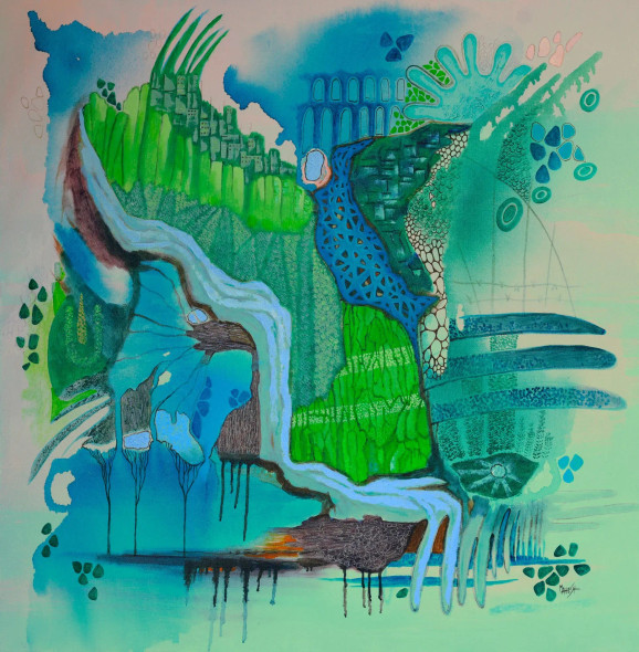 Where We Dissolve” Abstract (A4) (ART-15639-117813) - Handpainted Art Painting - 36in X 36in