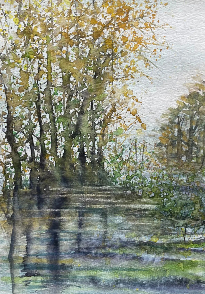 Serene  Reflections (ART-8841-117845) - Handpainted Art Painting - 8in X 11in