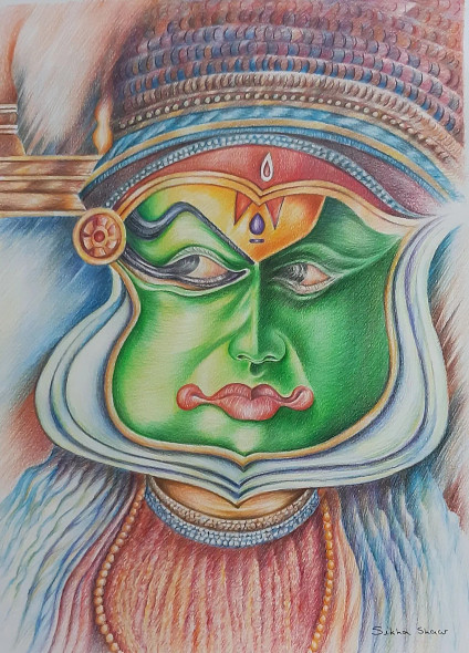 Kothakali (ART-17761-117859) - Handpainted Art Painting - 11in X 16in