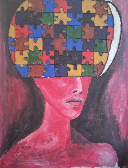 Puzzled Mind (ART-17971-117856) - Handpainted Art Painting - 24in X 30in