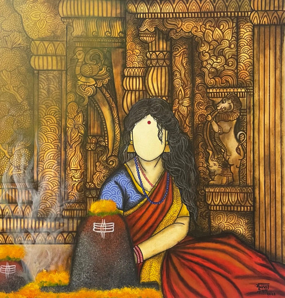 Sarvanthi (ART-7129-117901) - Handpainted Art Painting - 32in X 33in
