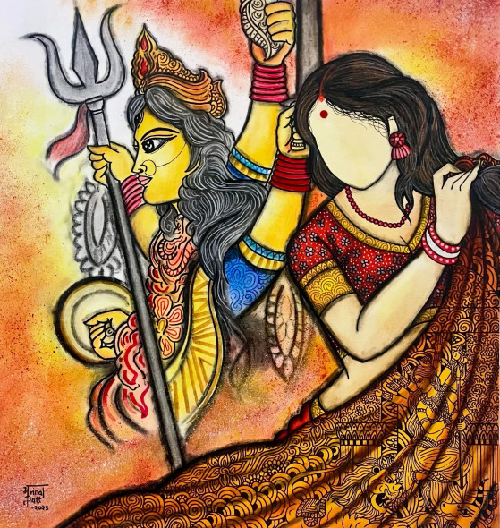 Maha Gauri (ART-7129-117897) - Handpainted Art Painting - 32in X 34in