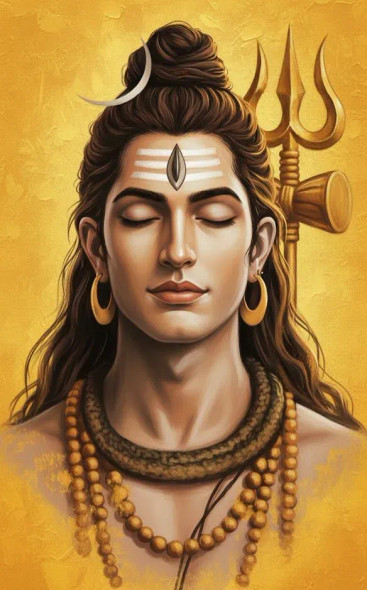 Lord Shiva Painting (ART-3319-117910) - Handpainted Art Painting - 24in X 40in