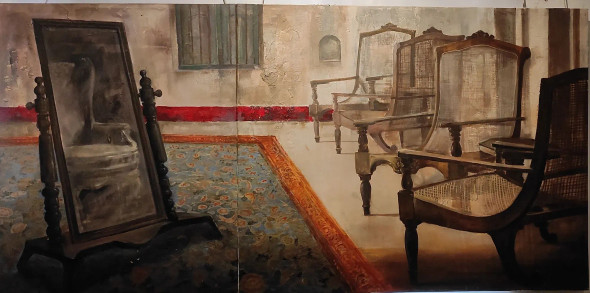 Judgement (ART-7901-117967) - Handpainted Art Painting - 55in X 30in