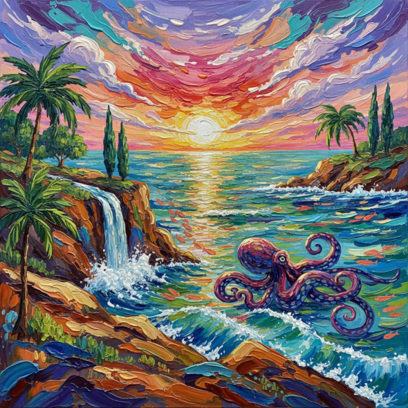 Sunset Symphony Of The Tropical Sea (PRT-8429-117929) - Canvas Art Print - 24in X 24in