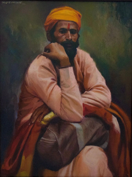 Sadhu Varanasi (ART-16674-117989) - Handpainted Art Painting - 18in X 24in
