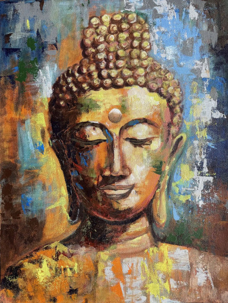 Calm Within: Palette Knife Texture (PRT-17993-118057) - Canvas Art Print - 19in X 24in