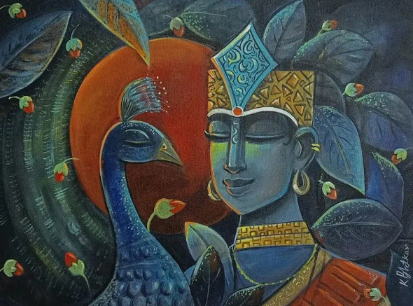 Mayurkrishn (ART-17224-118019) - Handpainted Art Painting - 26in X 24in