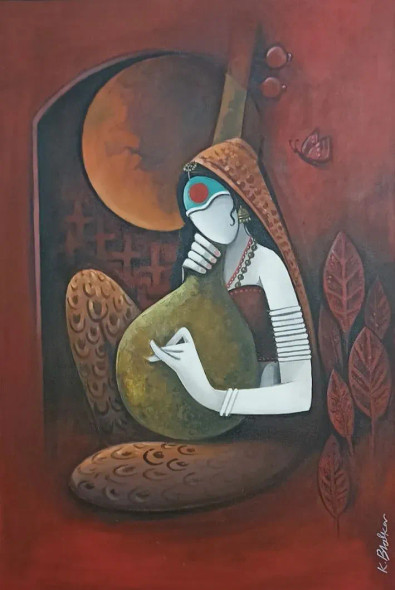 Aastha (ART-17224-118017) - Handpainted Art Painting - 24in X 36in