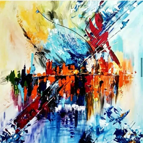 Abstract Art 089 (ART-17977-118034) - Handpainted Art Painting - 30in X 30in