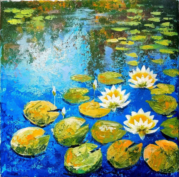 Dhyan Shwat Kamal (ART-17784-118033) - Handpainted Art Painting - 12in X 12in