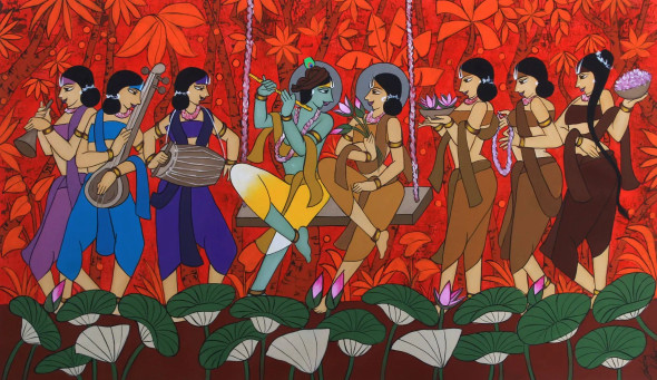 Divine Love (ART-3324-118149) - Handpainted Art Painting - 56in X 33in